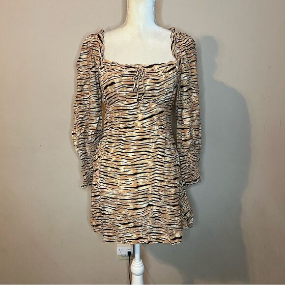 Faithfull The Brand Zebra Print Long Sleeve Dress - Picture 2 of 6
